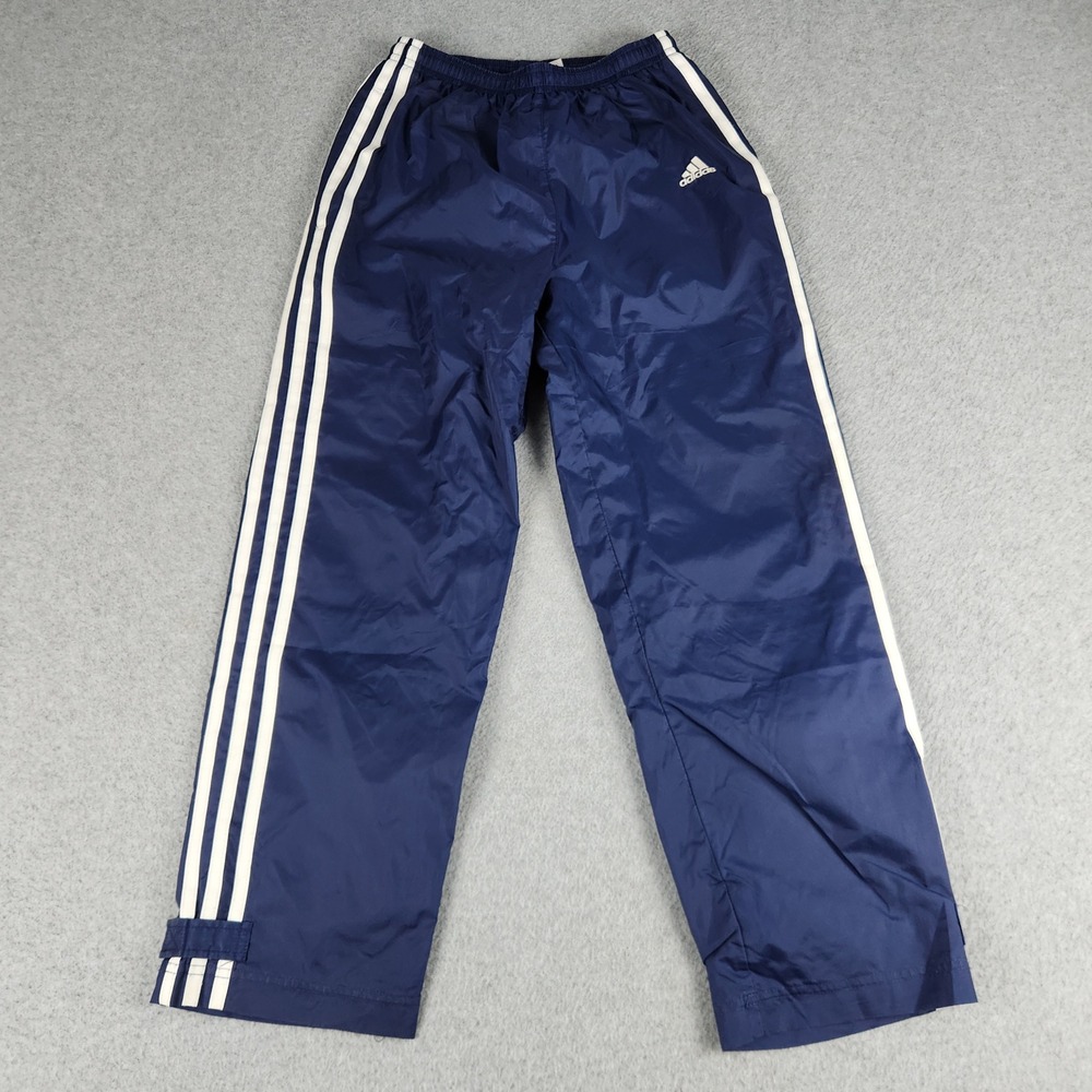 Adidas Track Pants Kids S Navy Blue 3-Stripe Mesh Lined Athletic Elastic Waist